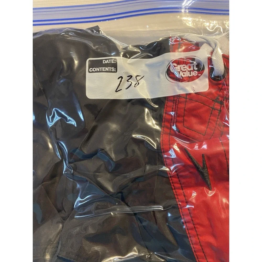 Speedo Men's Size L Black Red Swim Trunks Active‎ Lined Board Shorts Snap Pocket